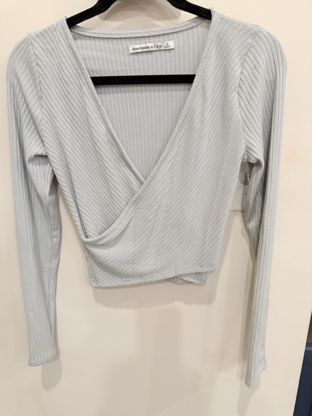 Abercrombie & Fitch Light mint green Ribbed Wrap Crop Top